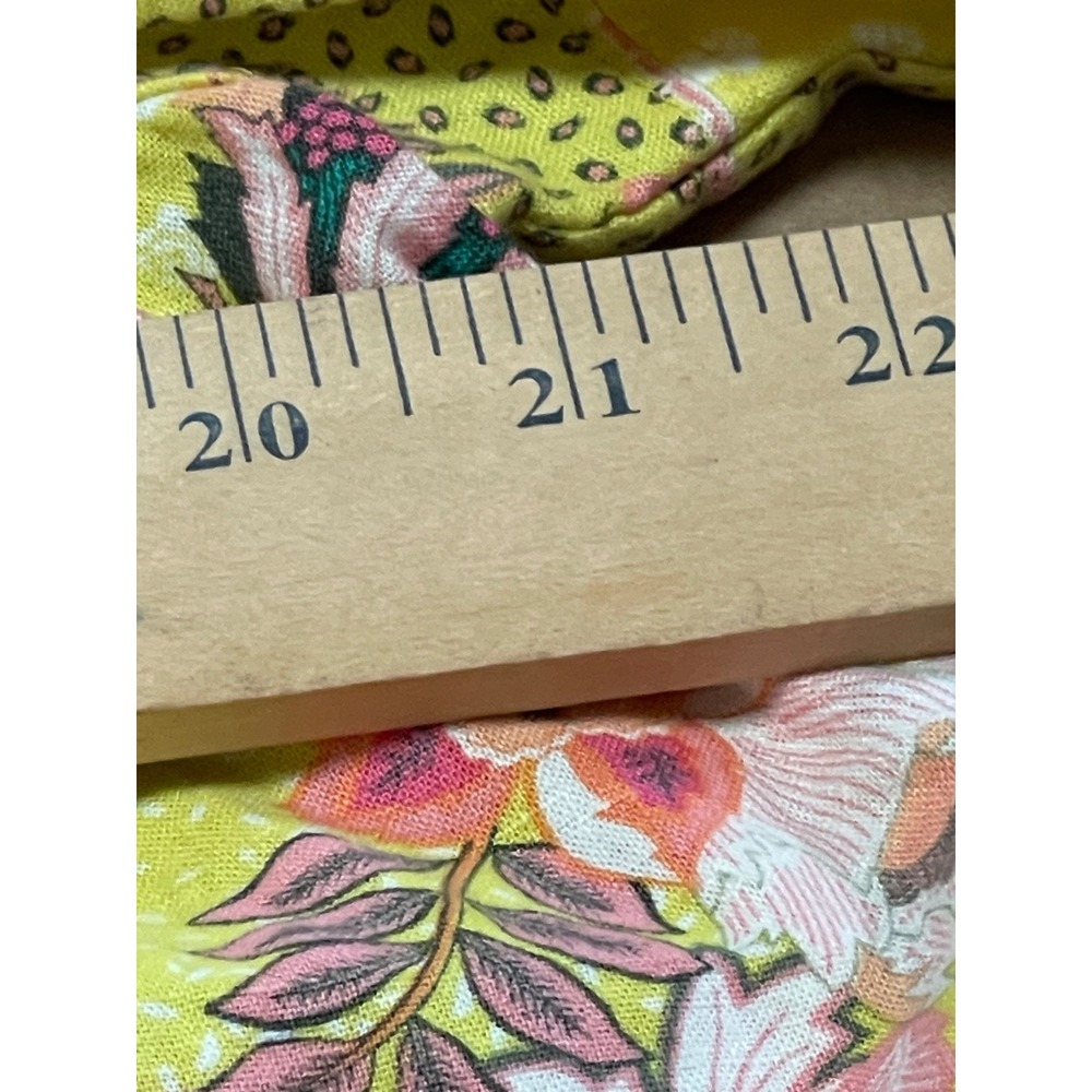 Loft Women's Medium Top Yellow Floral Linen Blend Knit Square Neck Blouse‎ - Picture 8 of 14
